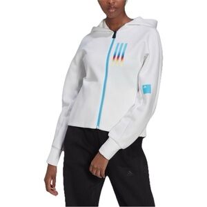Adidas Mission Victory Slim Fit Zip Up Hoodie Jacket Women's White Size Medium